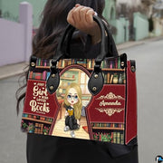 Personalized Book Lover Leather Bag, Just A Girl Who Loves Book Handbag With Name, Books Purse, Gifts For Readers, Writer