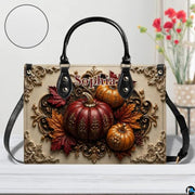Personalized Halloween Gothic Leather Handbag Custom Raven Black Cat Purse Dark Fantasy Shoulder Bag Gift for Women