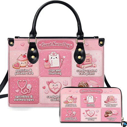 Sweet nurse day dessert art depicting smiling cupcakes and candy stethoscopes on coordinating companion accessories.