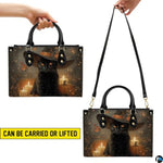 Black Cat Leather Bag – Vintage Cat Art Handbag, Stylish Animal-Themed Purse, Unique Gift for Cat Lovers