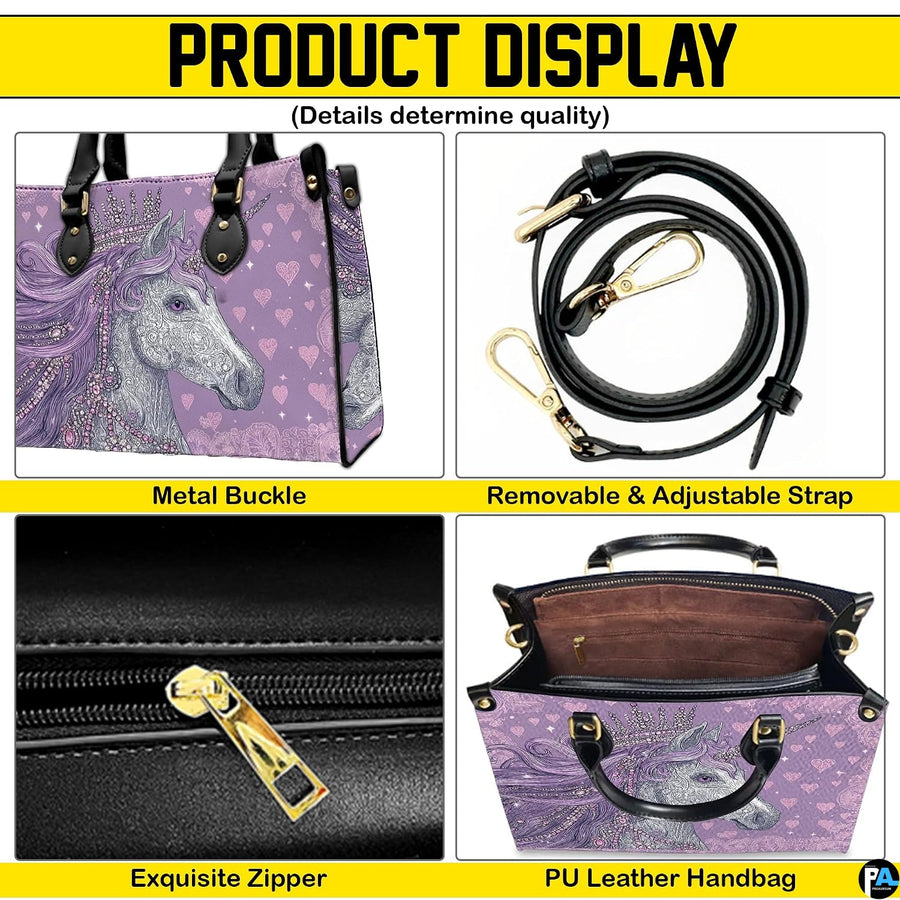 Matching zip wallet featuring the regal crowned unicorn illustration on mauve backdrop.