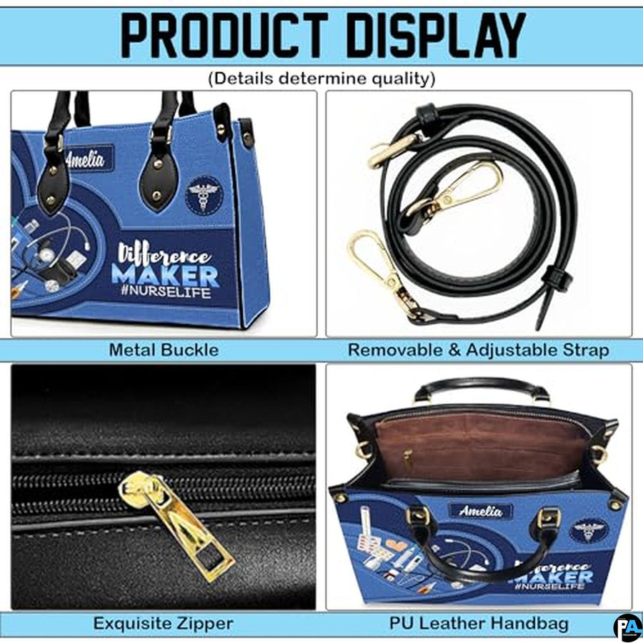 Personalized Nurse Leather Bag – Custom Medical Handbag & Purse Set with Name Gifts for Nursing Student Christmas Gift