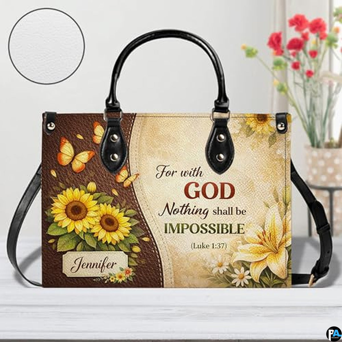 Personalized Christian Leather Handbag – Custom Purse Faith Gift for Mom, Grandma, Women Birthday or Christmas