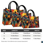 Comparative dimensional guide illustrating medium, large, and extra large visual proportions.