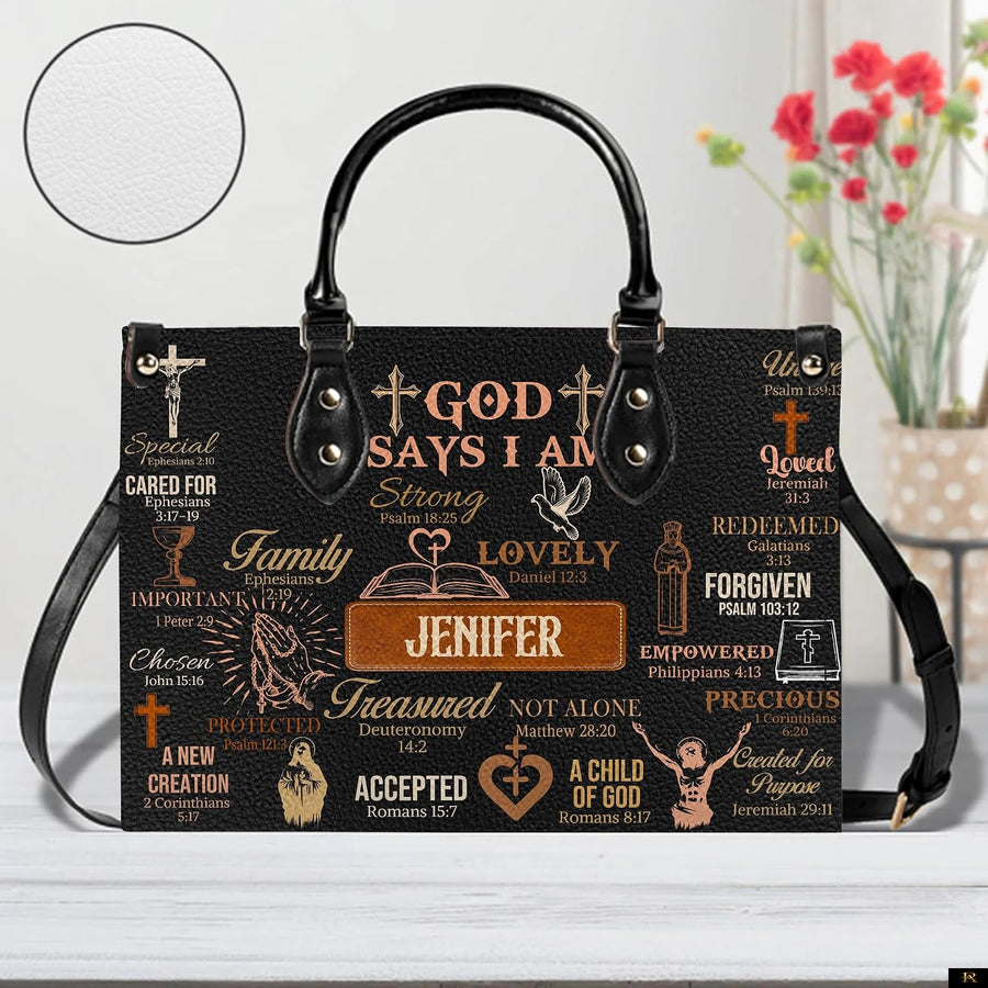 PREAUREUM "{split_values}" Personalized {collection_title} Leather Handbag