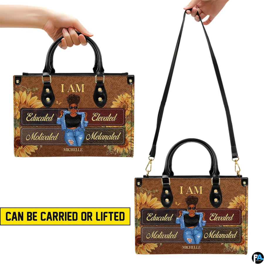 Visual demonstration displaying handheld and shoulder suspension configurations of sunflower girl art accessory.
