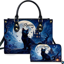 Black Cat Leather Bag – Vintage Cat Art Handbag, Stylish Animal-Themed Purse, Unique Gift for Cat Lovers