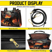 Personalized Black Dragon with Fiery Background Shoulder Bag
