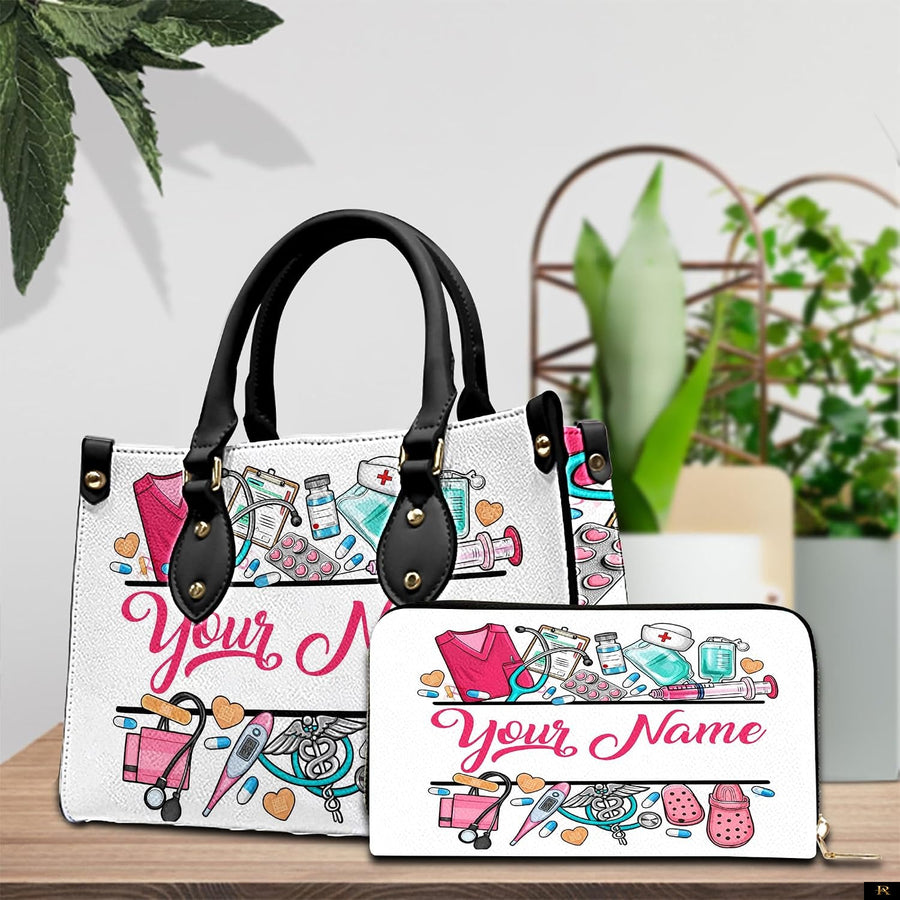 PREAUREUM "{split_values}" Personalized {collection_title} Leather Handbag