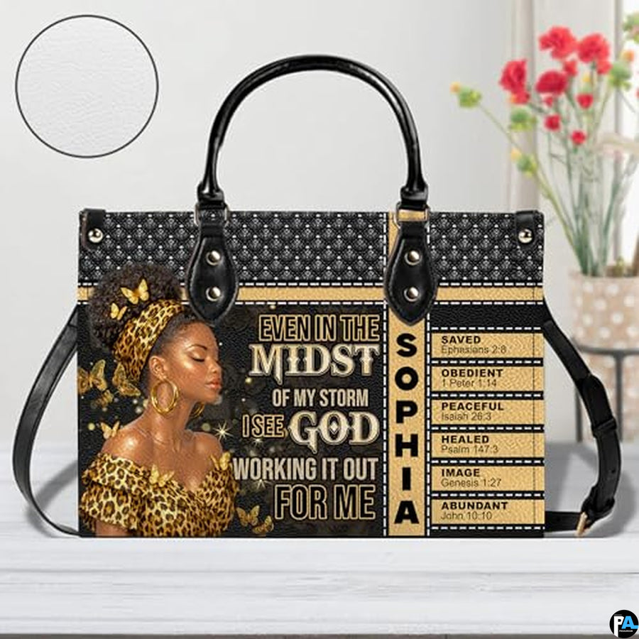 Personalized African American Leather Bag, African Purse, Gifts for Black Girl Women, Black History Handbags