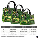 Three proportion views of Celtic clover handbag