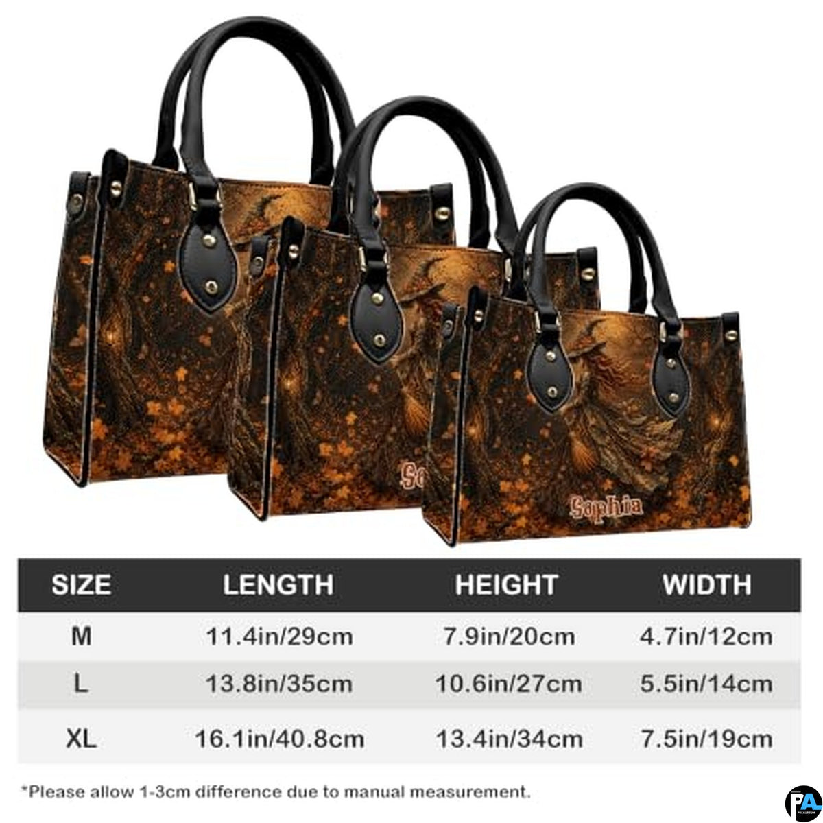 Personalized Witch Handbag with Purse, Custom Name Gothic Leather Bag Set for Women, Halloween Shoulder Bag, Witch Gift