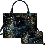 Black Cat Leather Bag – Vintage Cat Art Handbag, Stylish Animal-Themed Purse, Unique Gift for Cat Lovers