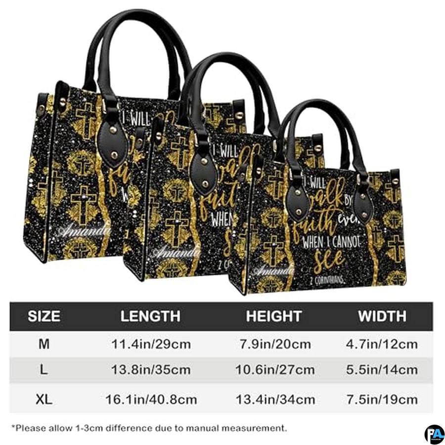 Personalized Glitter Scripture Crosses Handbag for Faith Gift