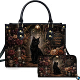 Vintage Black Cat Art Conservatory Botanical Graphic