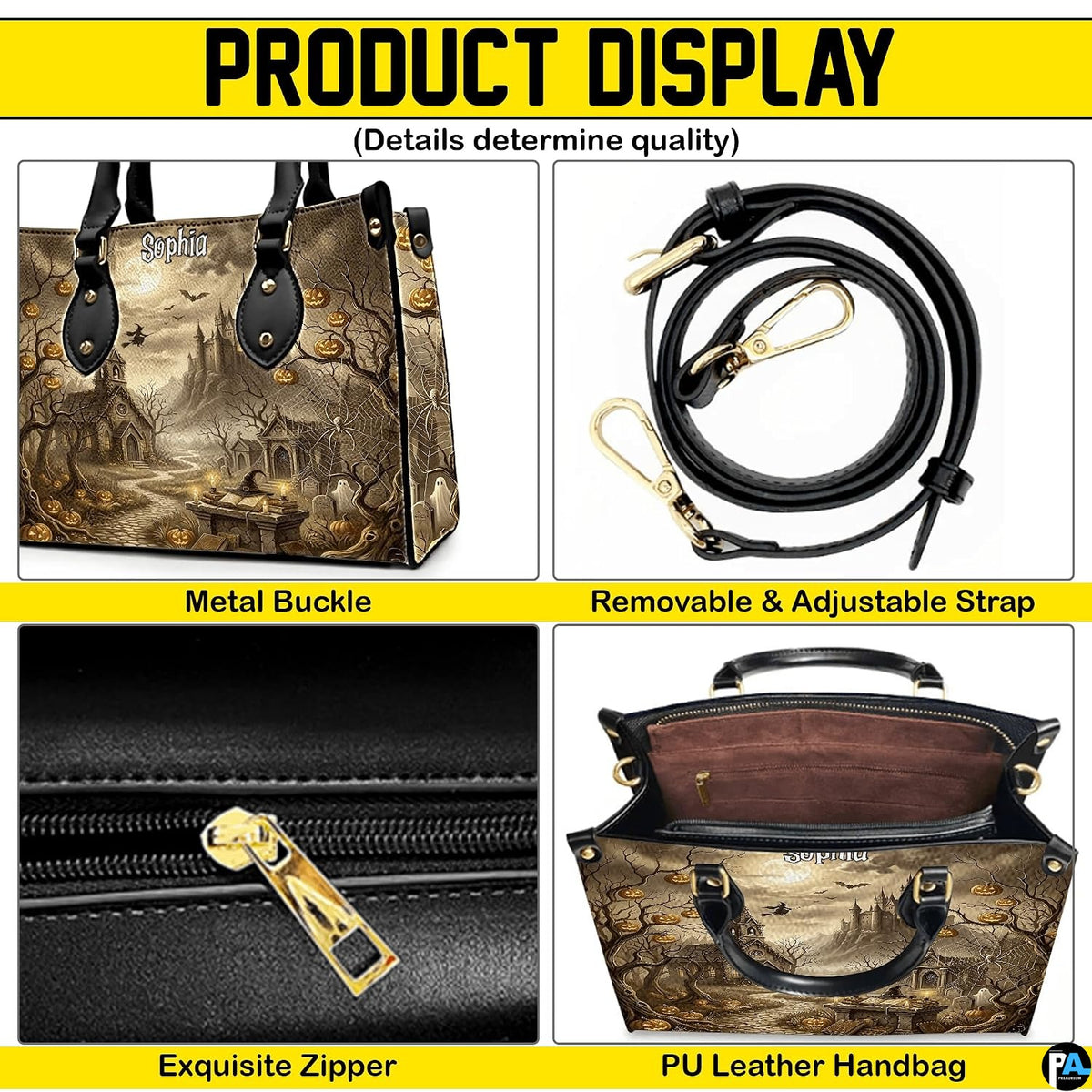 Visual demonstration showing handheld and over-the-shoulder styling options for the accessory.