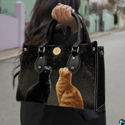 Black Cat Leather Bag – Vintage Cat Art Handbag, Stylish Animal-Themed Purse, Unique Gift for Cat Lovers