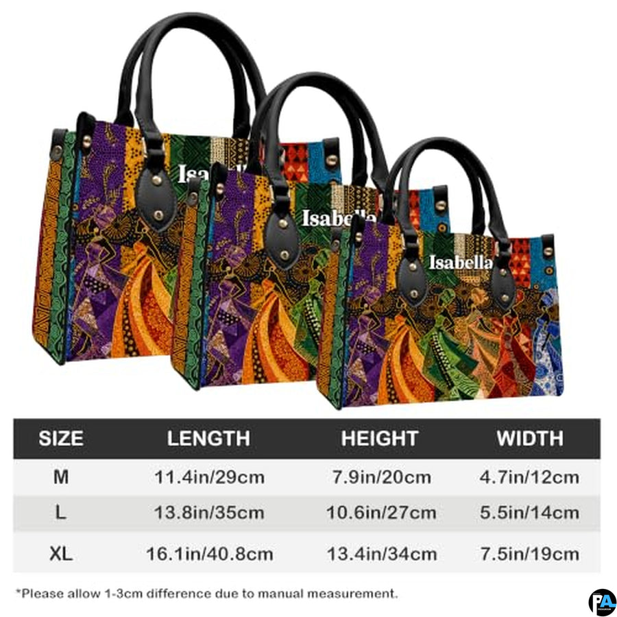 Personalized African American Leather Bag, African Purse, Gifts for Black Girl Women, Black History Handbags
