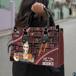Personalized Book Lover Leather Bag, Just A Girl Who Loves Book Handbag With Name, Books Purse, Gifts For Readers, Writer