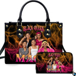 Personalized Leather Handbag for Black Women, Custom African Purse Bag Set, Birthday Meaningful Gifts for Mom, Friend