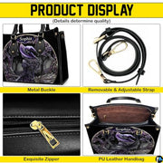 Personalized Halloween Leather Handbag – Custom Witch 3D Printing Effect Purses For Women – Spooky Gothic Shoulder Bag