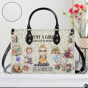 Personalized Book Lover Leather Bag, Just A Girl Who Loves Book Handbag With Name, Books Purse, Gifts For Readers, Writer