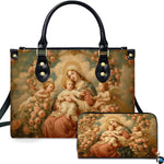 Custom Catholic Virgin Mary Leather Bag, Personalized Name Handbags and Purses for Christian Women Religious Bag Gifts