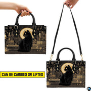 Graphic presentation illustrating dual elevated holding methods for the gothic feline art.