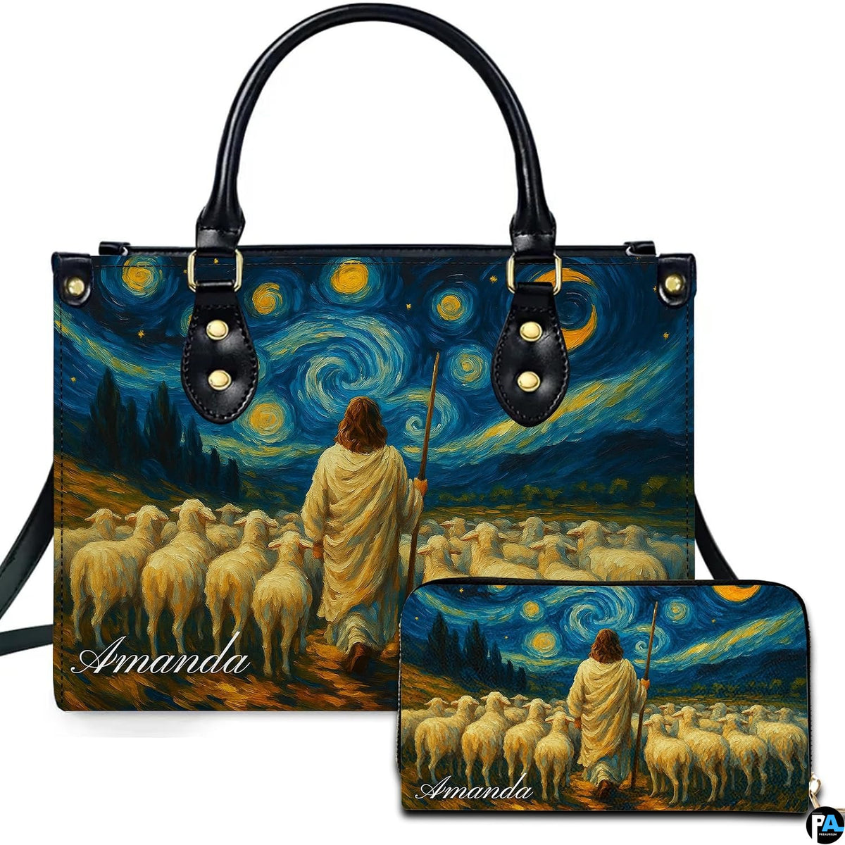 Good Shepherd starry night handbag and matching wallet set