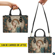 Custom Catholic Virgin Mary Leather Bag, Personalized Name Handbags and Purses for Christian Women Religious Bag Gifts