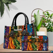 Personalized African American Leather Bag, African Purse, Gifts for Black Girl Women, Black History Handbags