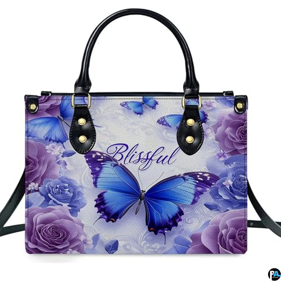 Personalized Butterfly Leather Handbag – Gothic Moon Bag with Adjustable Strap and Matching Witchcore Purse for Women