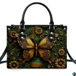Personalized Butterfly Leather Handbag – Gothic Moon Bag with Adjustable Strap and Matching Witchcore Purse for Women