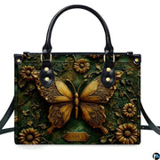 Personalized Butterfly Leather Handbag – Gothic Moon Bag with Adjustable Strap and Matching Witchcore Purse for Women