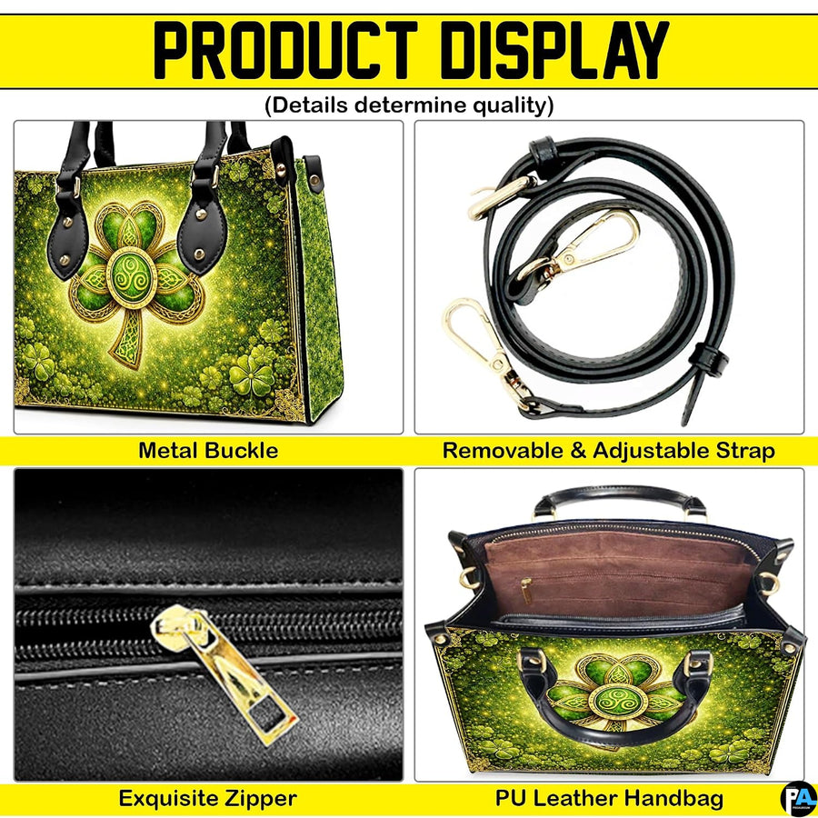 Detail panel for green shamrock handbag