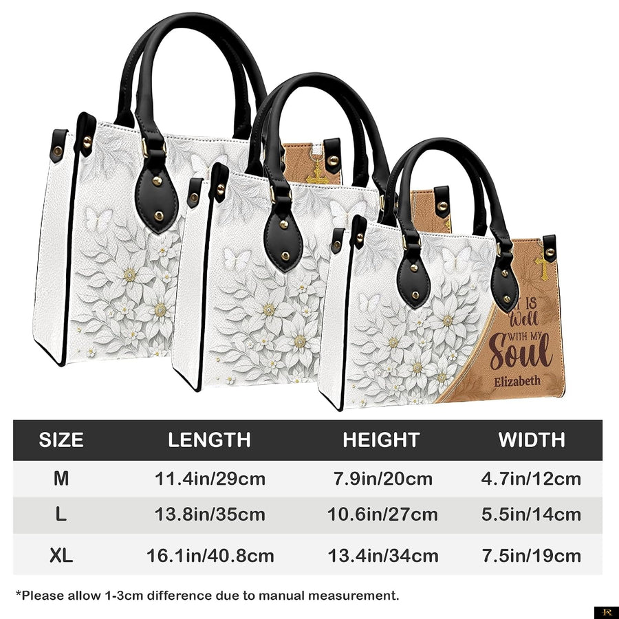 PREAUREUM "{split_values}" Personalized {collection_title} Leather Handbag