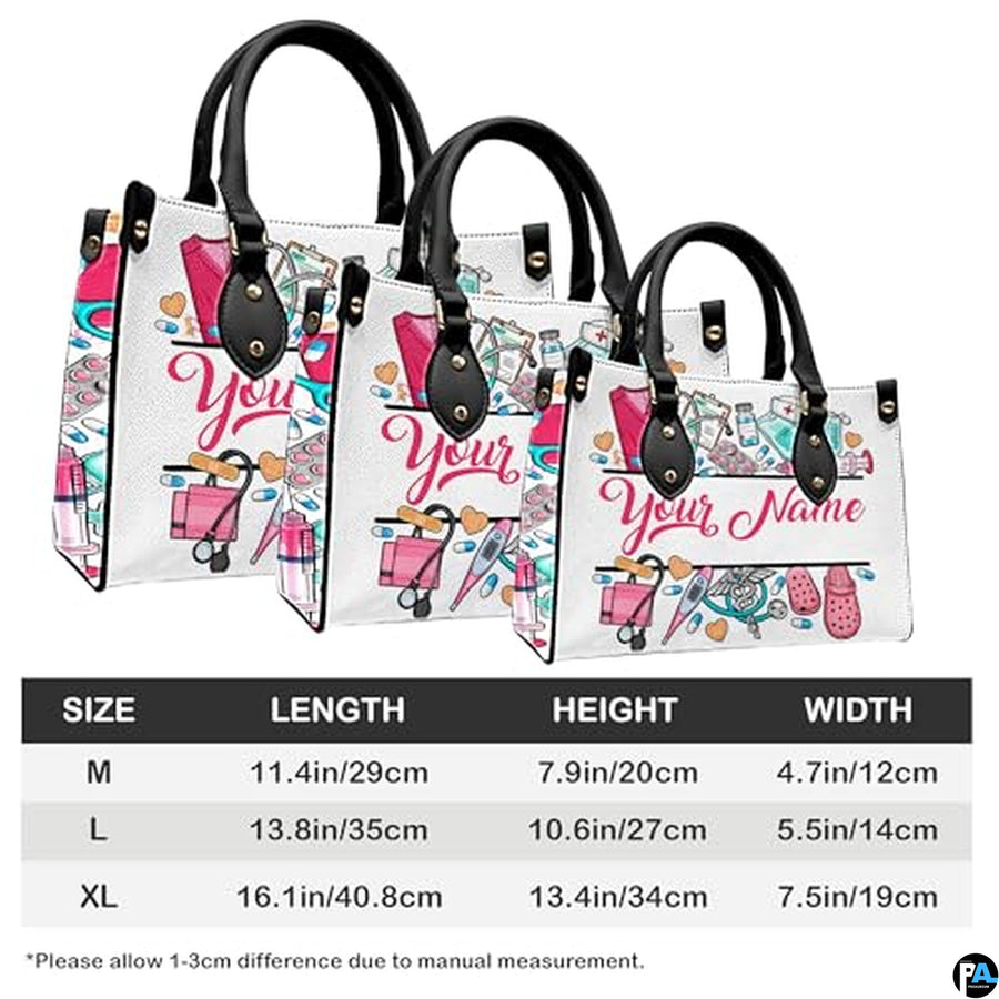 Personalized Nurse Leather Bag – Custom Medical Handbag & Purse Set with Name Gifts for Nursing Student Christmas Gift