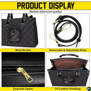 Four-panel showcase illustrating design details, hardware, and interior layout.