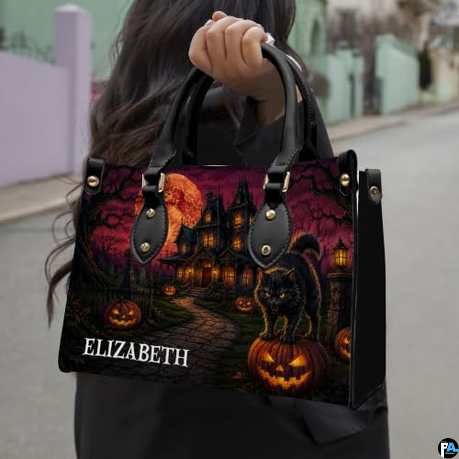 Personalized Witch Leather Bags, Halloween Purses For Women, Witch Art Bag, Spooky Halloween Purses, Holiday Gifts