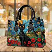 Angled tabletop view highlighting swirling night skies and poppy field graphic across side profile.