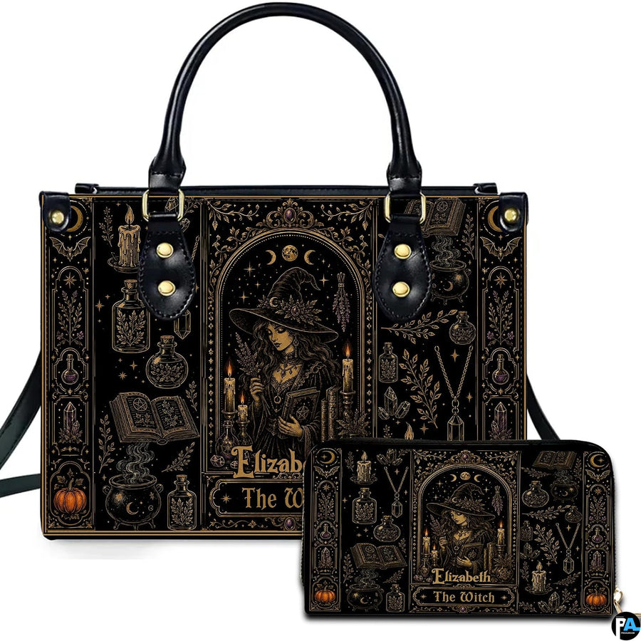 Personalized Witch Leather Bags, Halloween Purses For Women, Witch Art Bag, Spooky Halloween Purses, Holiday Gifts