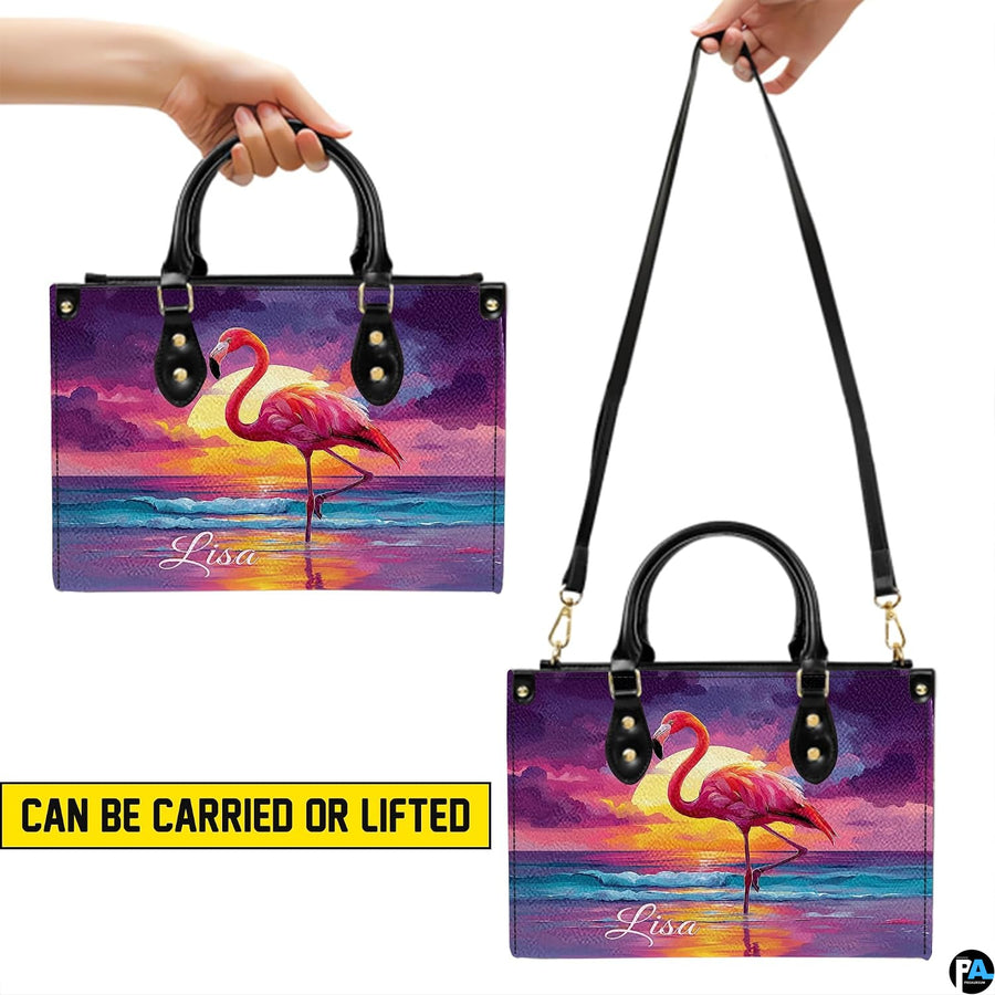 Interior view of the handbag displaying lining and spacious central compartment.