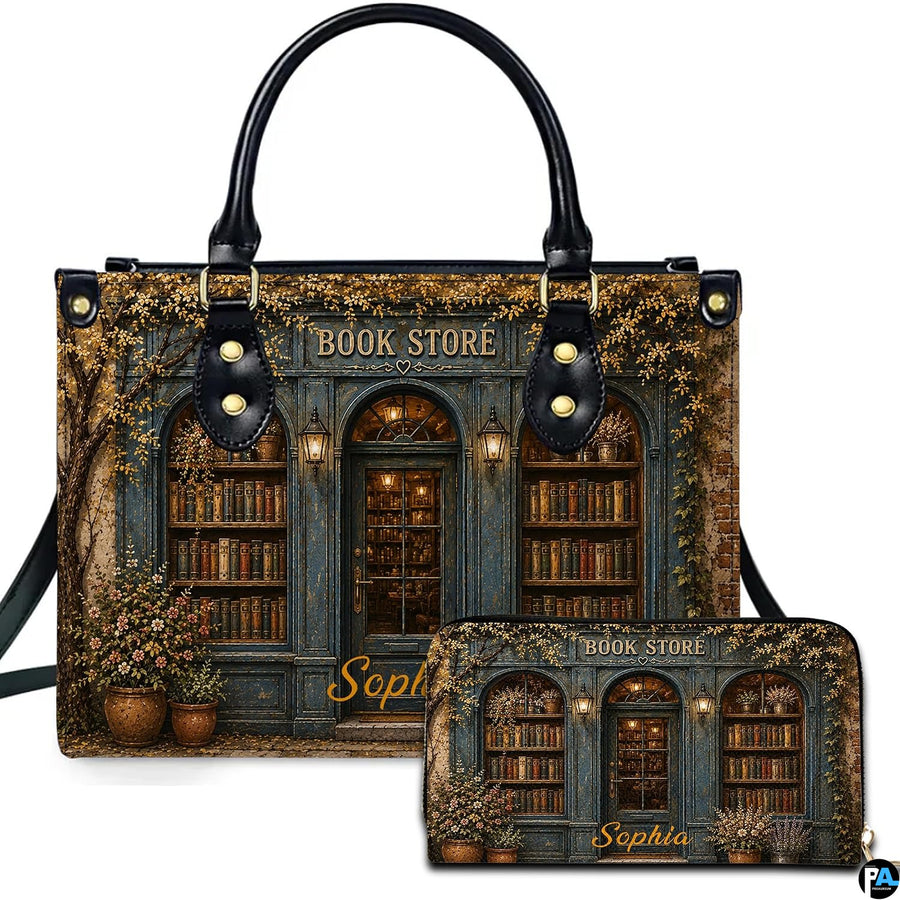 Bookstore Leather Bag, Book Purse for Book Lovers, Shoulder Bag
