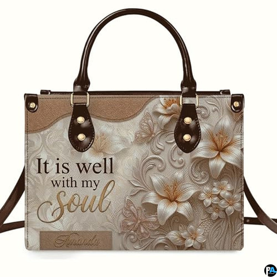 Personalized Christian Leather Handbag – Custom Purse Faith Gift for Mom, Grandma, Women Birthday or Christmas
