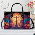 Custom Catholic Virgin Mary Leather Bag, Personalized Name Handbags and Purses for Christian Women Religious Bag Gifts