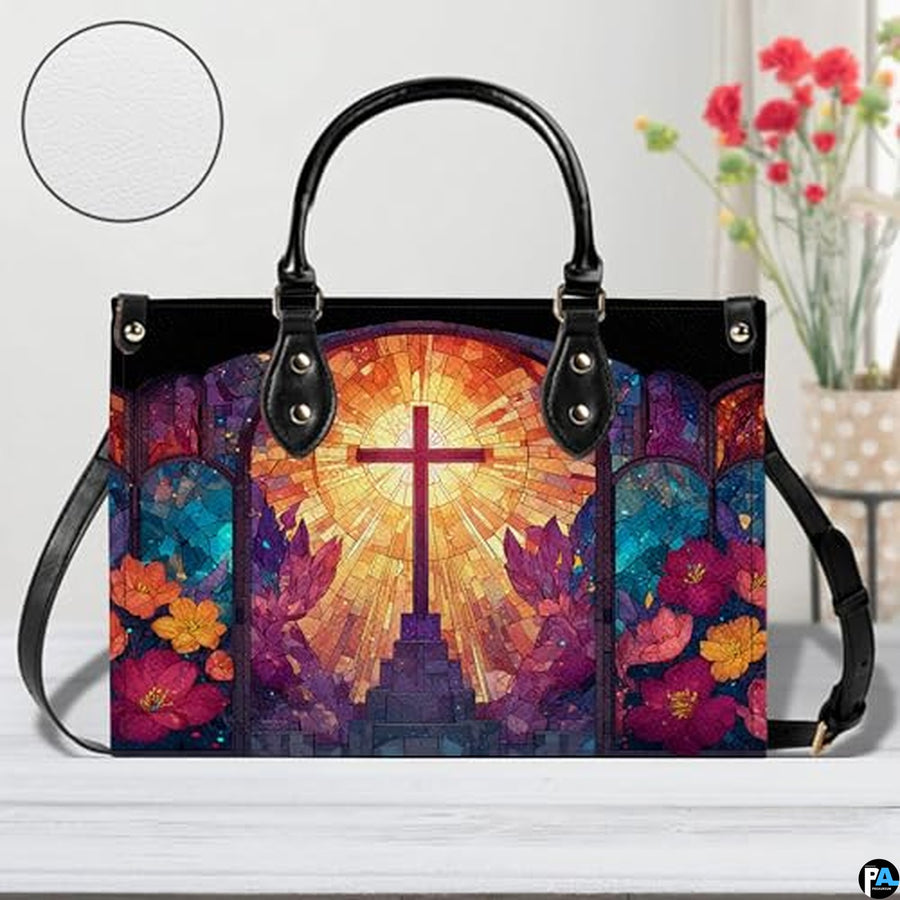 Custom Catholic Virgin Mary Leather Bag, Personalized Name Handbags and Purses for Christian Women Religious Bag Gifts