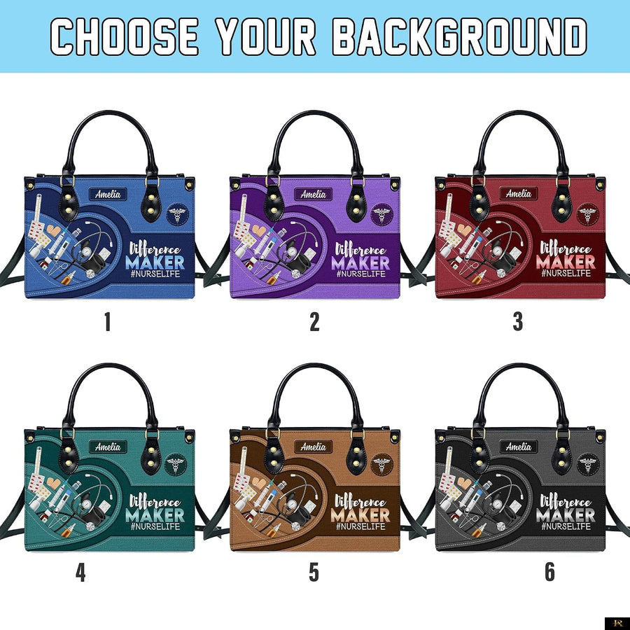 PREAUREUM "{split_values}" Personalized {collection_title} Leather Handbag