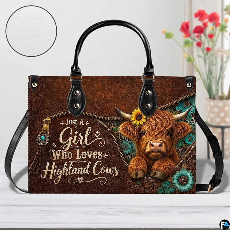 Direct front perspective displaying the printed calf motif, sunflower ear blossom, and concho icon.