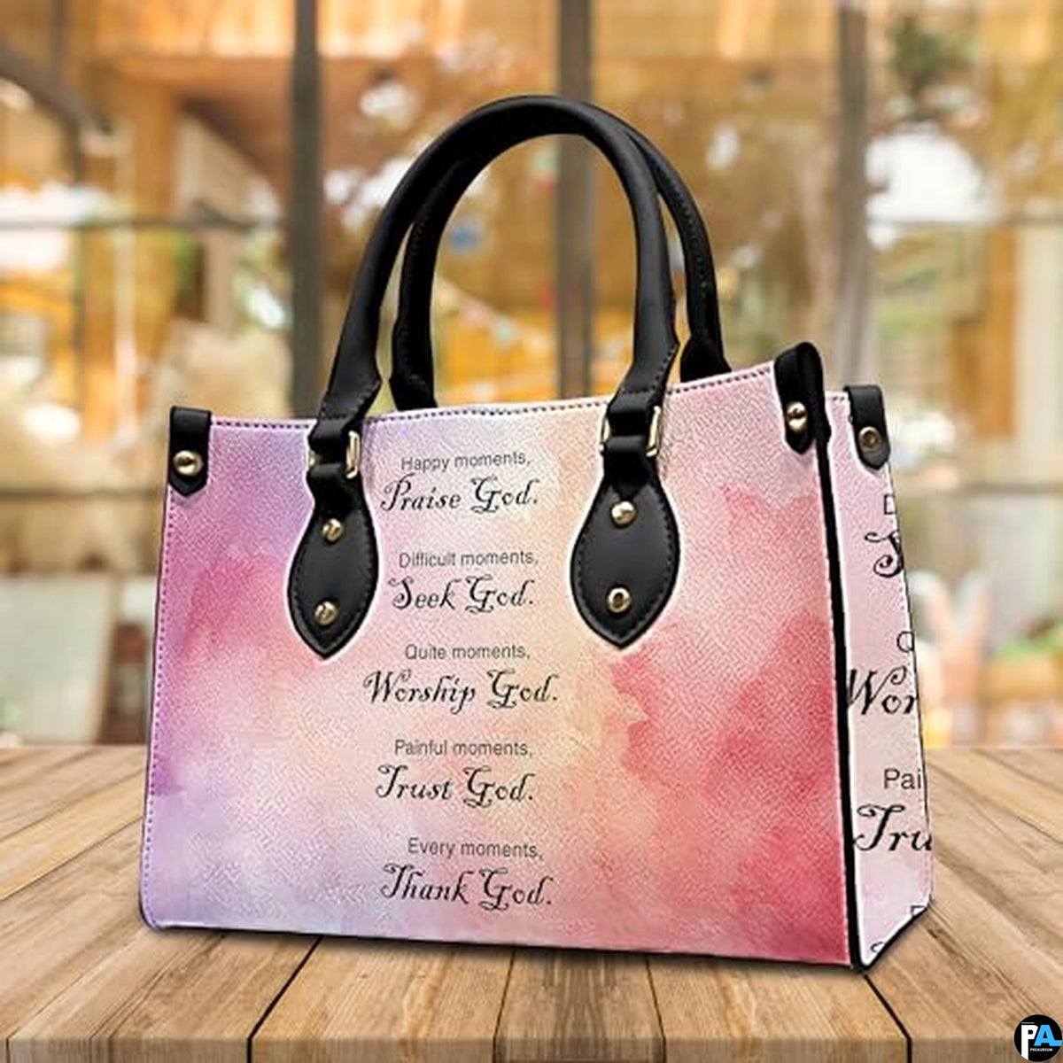 Personalized Watercolor Scripture Handbag for Faith Gift