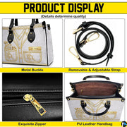 Lifestyle scale display presenting the relative proportions of the dermatologist handbag when carried.